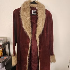 Vintage Y2K Suede Fur Lined Coat (SOLD)